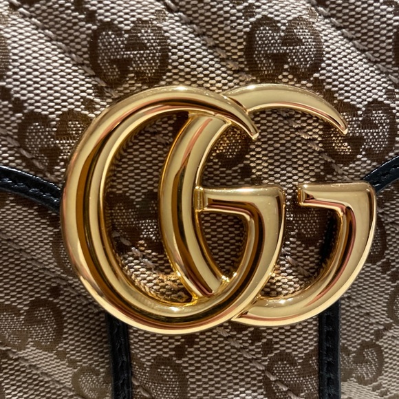 Gucci Marmont small shoulder bag beige/ebony GG canvas - Picture 2 of 13
